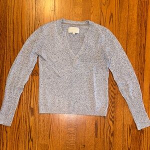 Light Blue Heathered V-Neck Sweater